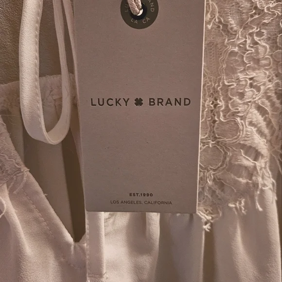 Lucky Brand White Peasant Keyhole Lace Accent Oversized Womens Top Blouse Size S - Picture 6 of 7